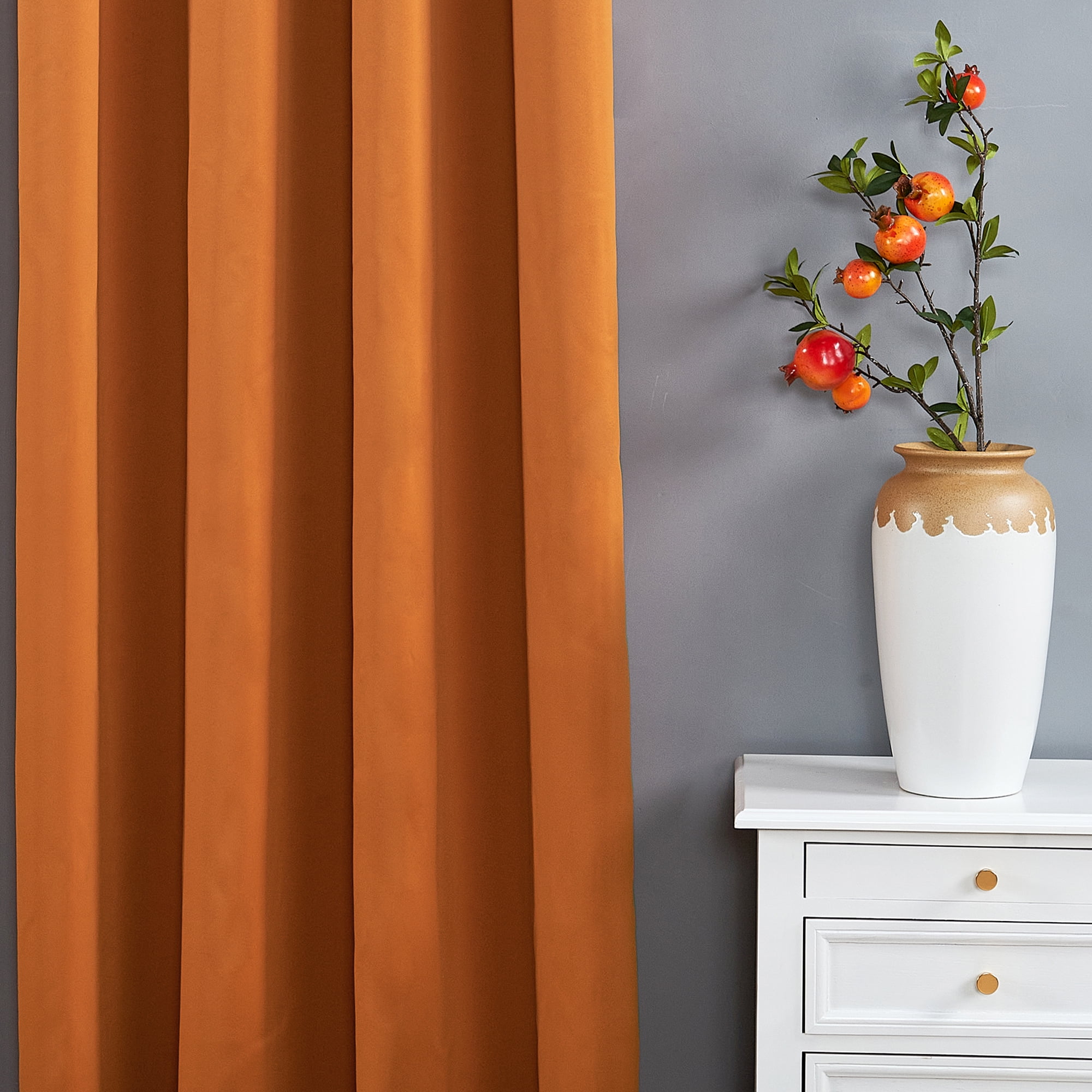 Home Soft Things Solid Blackout Curtains/Drapes Thermal Insulated Grommet Darkening Curtains, 2 Curtains and 2 Tiebacks Set - Burnt Orange - 54 x 63 inches