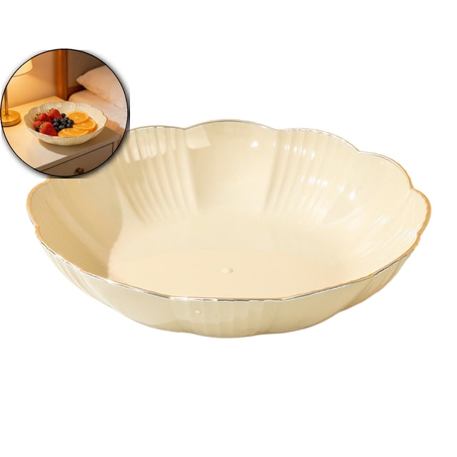 Serving Dish, 7.9" Imitation Ceramics Relish Tray with Flower Rim, Serving Bowls for Small Cereal, Pasta, Salad, Candy and Snacks