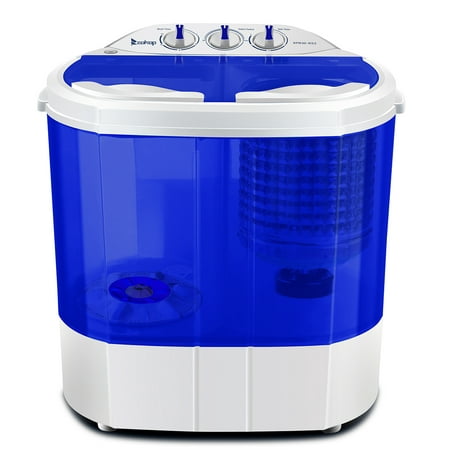 Ktaxon 10LBs Washer Electric Mini Washer & Spin Dryer Portable Compact Laundry Combo，Wash 5.6LBS+Spin 4.4LBS Capacity，White & Blue