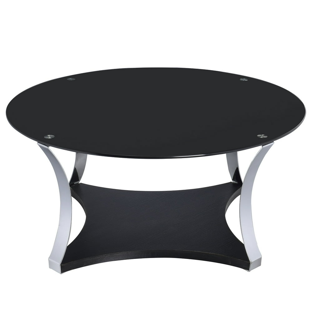 Urban Designs Black Diamond Metal And Glass Round Coffee Table
