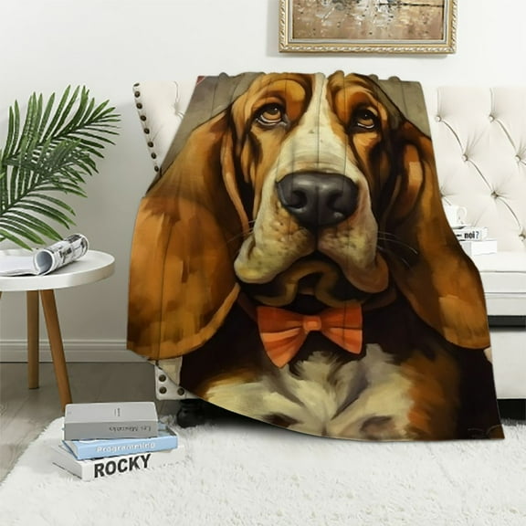 SHERONV Cute Basset Hound Blanket Gifts for Women Kids Adults Dog Lovers Soft Warm Lightweight Cozy Flannel Animal Throw Blankets for Bed Sofa Home Travel Decor  40x50in