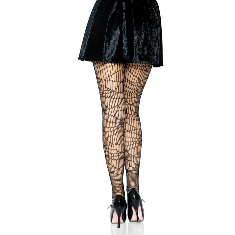 Halloween Women's Sheer Spider Web Fishnet Tights, Black, One Size, by Way  to Celebrate 