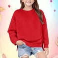thumbnail image 2 of EnJoCho Girls Crewneck Sweatshirt - Drop Shoulder Side Split Long Sleeve Oversized Pullover Top for Kids 5-14 Years Fall Back-to-School Casual Wear, 2 of 8