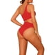 thumbnail image 3 of Traje de baño de una pieza para mujer, con un hombro, corte asimétrico, traje de baño sólido Monokini Rojo Mediano, 3 of 5