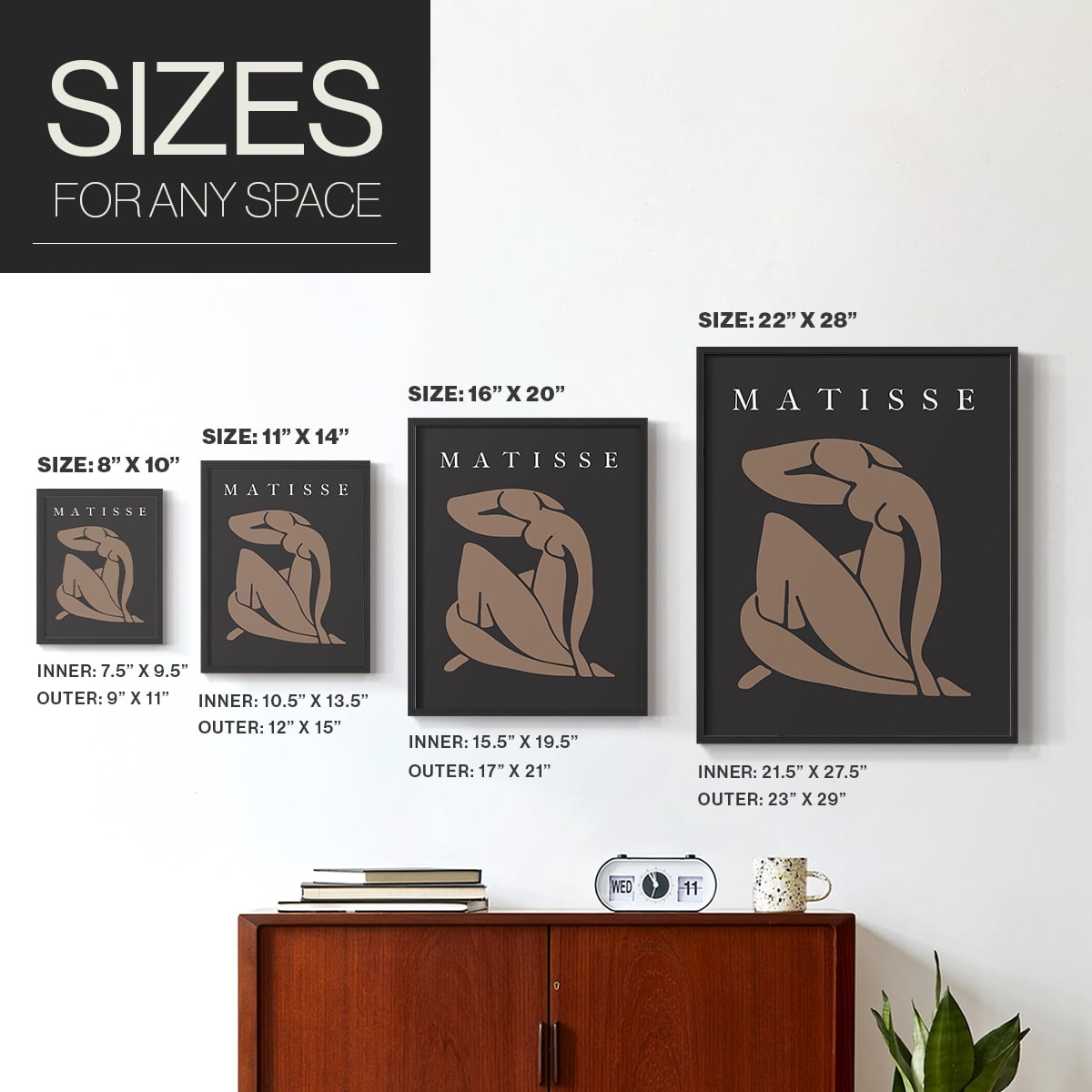 Matisse CCCLXXVII in Black Solid Wood 8 x 10 Framed Print