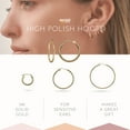 thumbnail image 4 of 14k Solid Gold Hoop Earrings For Women, 2-mm, Hypoallergenic, Round Click-Top Closure White Gold Hoop Earrings 14k Real Gold, 4 of 6