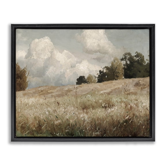 Stupell Industries Traditional Classic Cloudy Field Landscape Black Floating Frame Canvas Art, 21 x 17, by Lettered and Lined