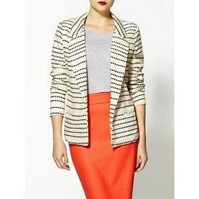 PJK PATTERSON J. KINCAID Ricci BLAZER Jacket SHOULDER Pads IVORY Black S $198