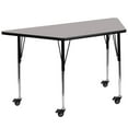 thumbnail image 1 of Mobile 25''W x 45''L Trapezoid Grey HP Laminate Activity Table - Standard Height Adjustable Legs, 1 of 5