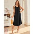 thumbnail image 5 of Ekouaer Sleeveless Nightgowns for Women Long Night Gown Pleated Full Length Sleepwear Tank Sleep Dress Slit Dress, 5 of 6