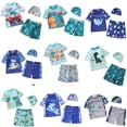 thumbnail image 4 of Bellafa Toddler Boys Swimsuit Set Boys' Rash Guard Swimwear Kids UPF 50+ Two Piece Bathing Suit With Swim Trunk and Hat 3-8 Years, 4 of 4