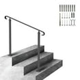 thumbnail image 1 of KFFKFF Outdoor Stair Handrails, Suitable for 1-3 Steps, Made of Wrought Iron, Adjustable Front Deck Hand Rail, Black Transitional Style Hand Railings for Concrete Steps or Wooden Stairs, 1 of 9