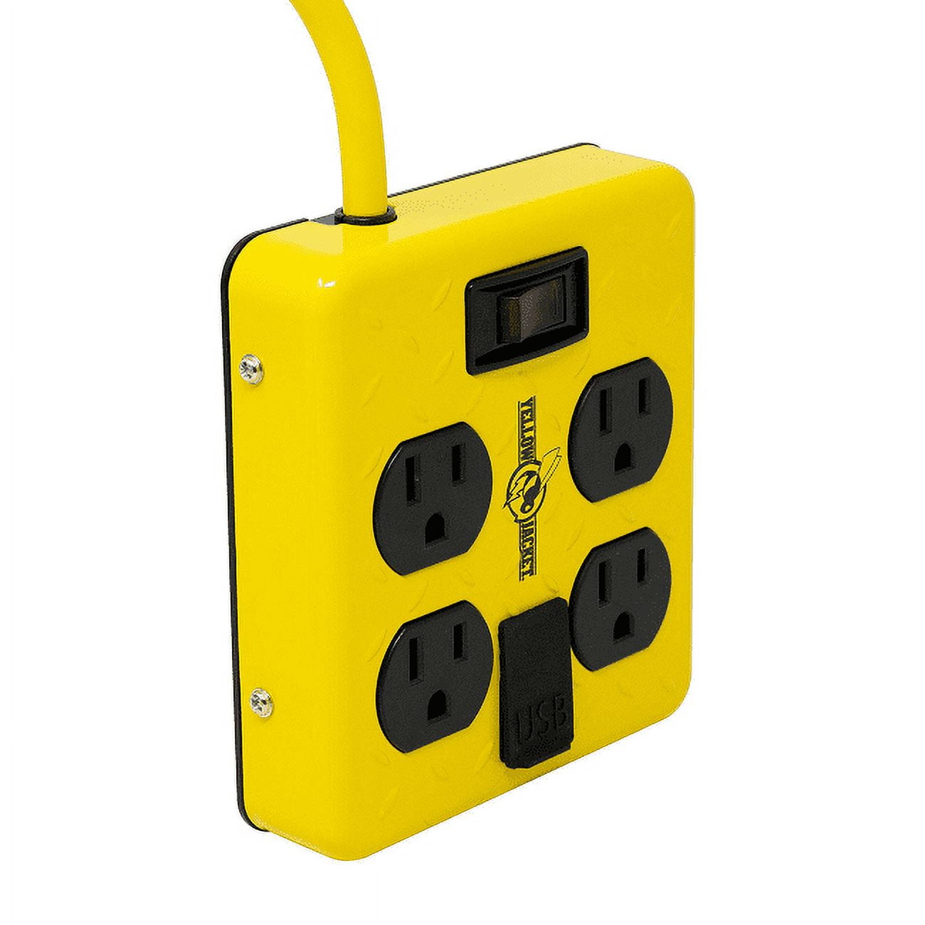 Yellow Jacket 4 Outlet Power Block with 2 USB Ports, 4 Feet, 2 Pack