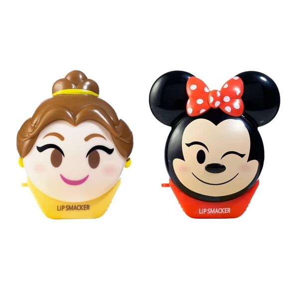 Bálsamo Labial Duo Lip Smacker Disney Emoji Belle y Minnie Last Rose Petal Strawberry Le-Bow-nade