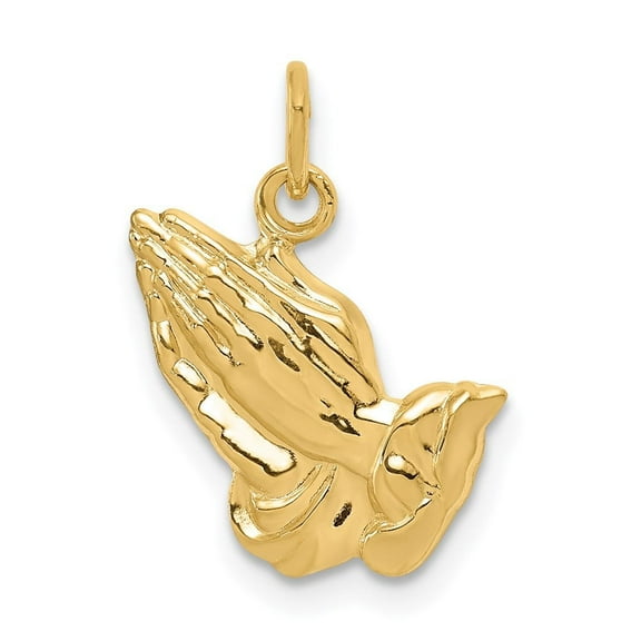 Auriga Fine Jewelry 14K Yellow Gold Praying Hands Charm Pendant for Women (L-18 mm,W-13 mm)
