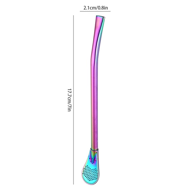 Cuchara de paja de acero inoxidable 2 en 1 Cuchara coladora multifuncional no tóxica de acero inoxidable
