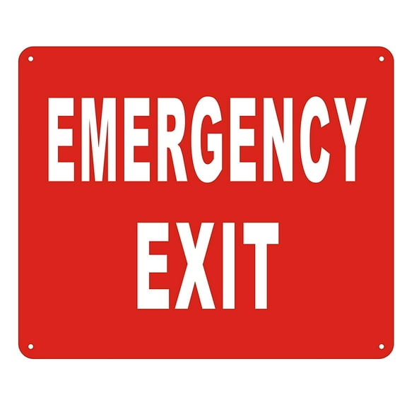 EMERGENCY EXIT SIGN - ( Reflective !!! ALUMINUM , 10X12)
