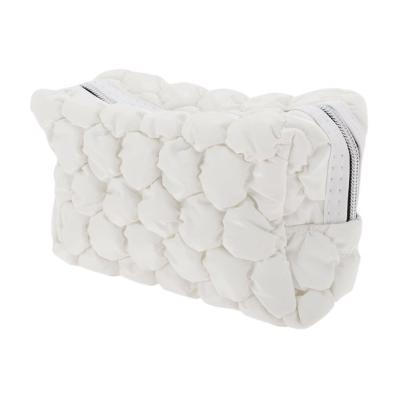 1 Pc Bolsa de Maquillaje Portátil Estilo Nube de Burbuja para Mujeres para Viajes Vacacionales Algodón Blanco