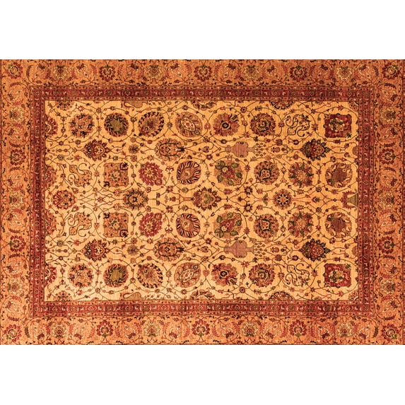 Ahgly Company Indoor Rectangle Abstract Orange Modern Area Rugs, 8' x 10'