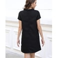 thumbnail image 2 of Womens Tweed Dress Elegant Crew Neck Short Sleeve Button Bodycon Mini Dress, 2 of 10
