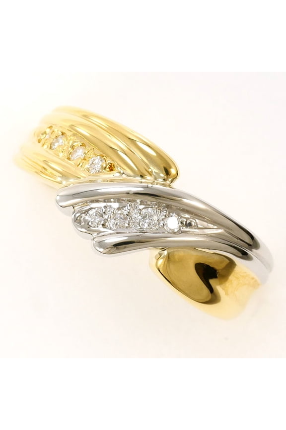 Pre-Owned PT850 Platinum 18K YG Yellow Gold Ring with 0.06ct Diamond, Certificate of...