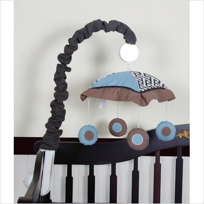 GEENNY Musical Mobile, Boutique Blue/Brown Scribble
