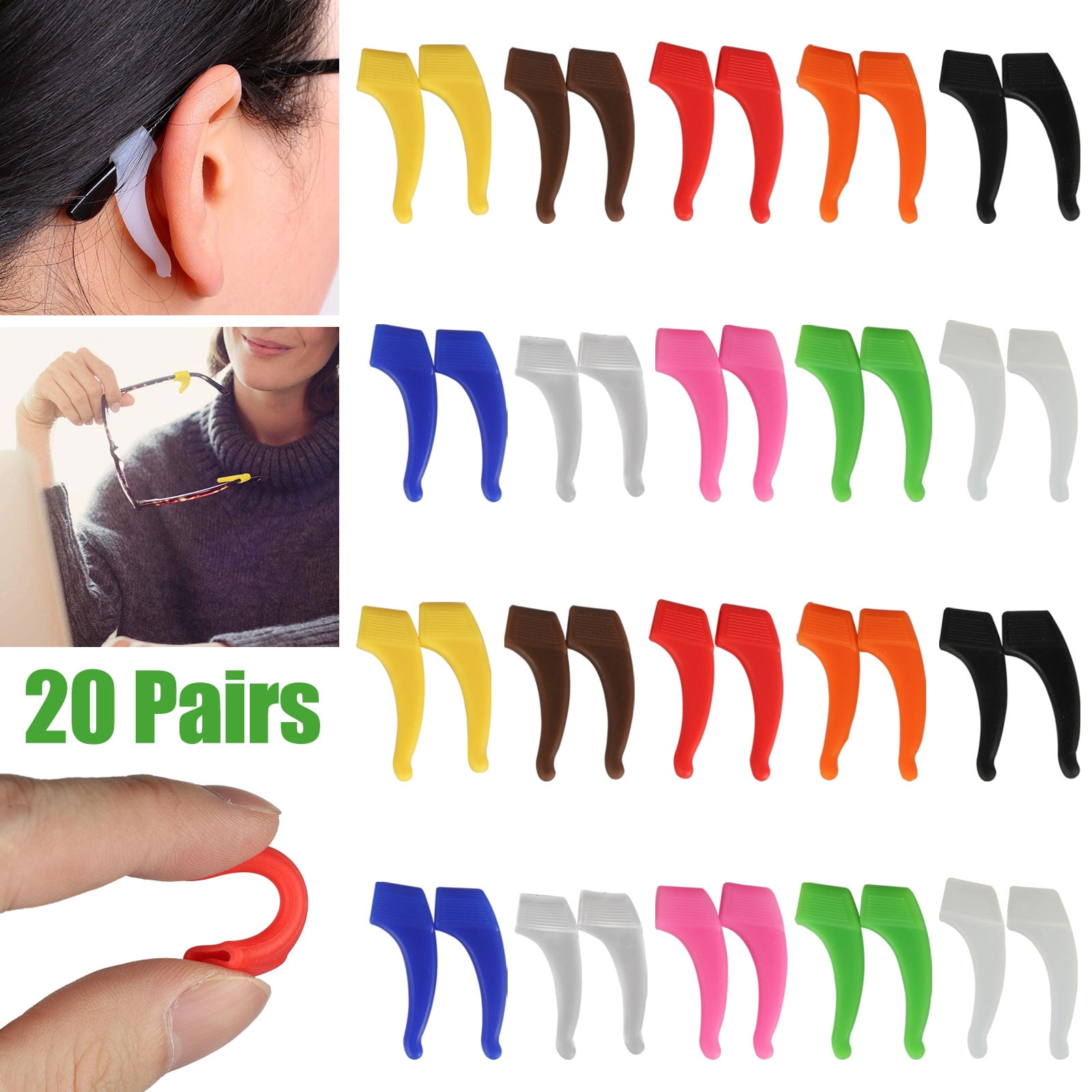 10 Pairs Kids and Adults Sport Eyeglass Strap Holder Eyeglass Temple Tip Silicone Anti Slip Holder Glasses Piece Eyewear Retainer for Ear Hook