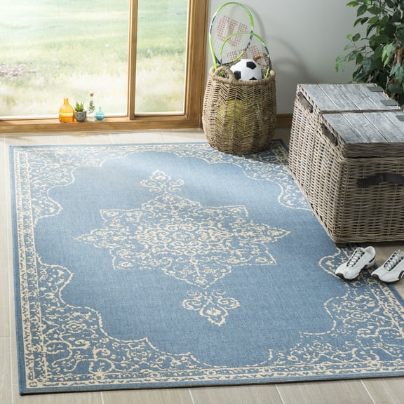 SAFAVIEH Linden Katharine Floral Area Rug, Cream/Blue, 5'1" x 7'6"