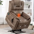 thumbnail image 2 of Oversized Recliner Chair for Adults, Double Power Recliner Chair with Heat Therapy and Massage, Living Room Single Sofa Seat 180 Degrees Lying Flat Recliner Electric Lounge Chair, Beige Brown, 2 of 13
