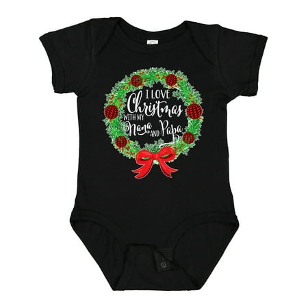 

Inktastic I Love Christmas with My Nana and Papa Wreath Gift Baby Boy or Baby Girl Bodysuit