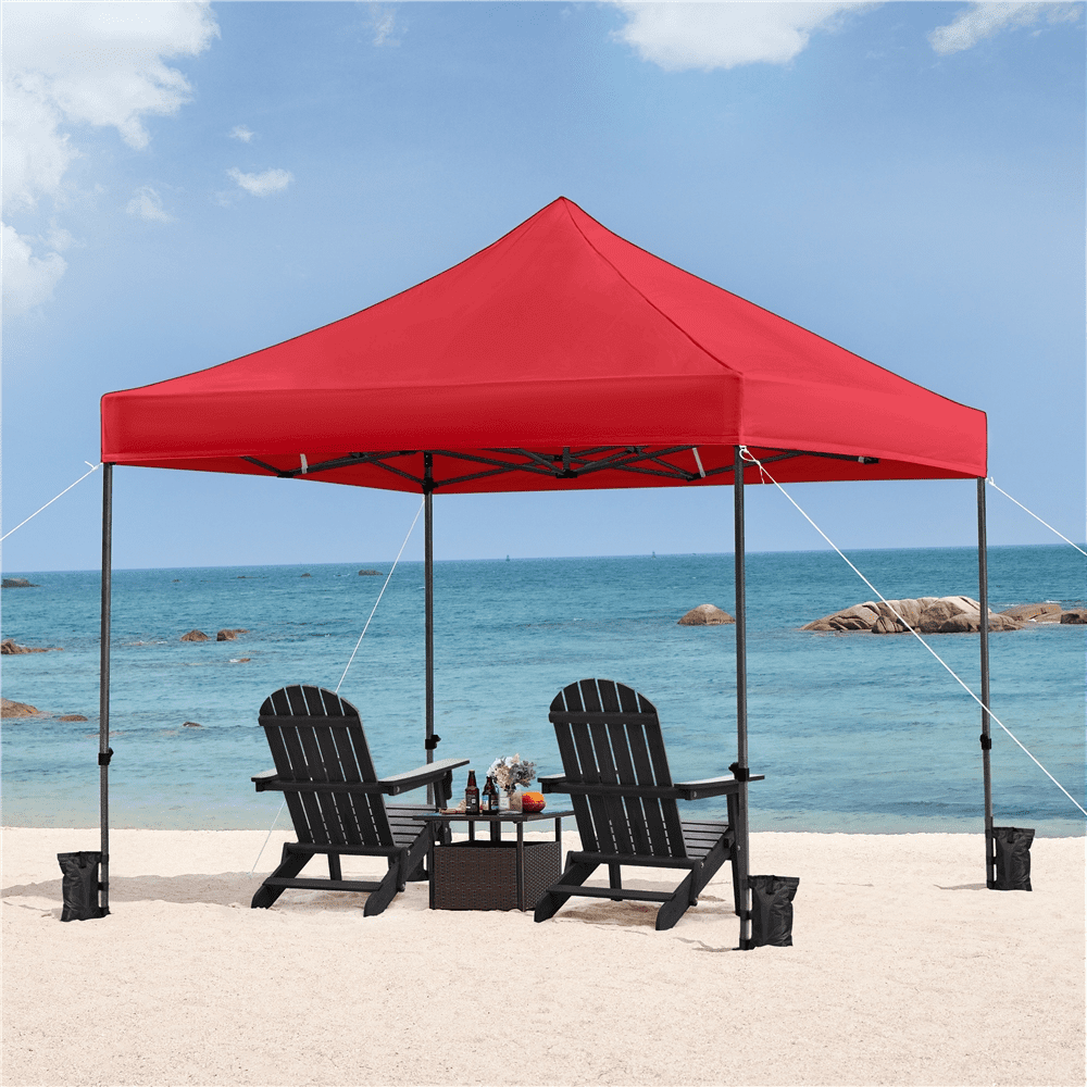 Renwick 10x10ft Commercial Pop-up Canopy Tent with Wheeled Carry Bag, Red