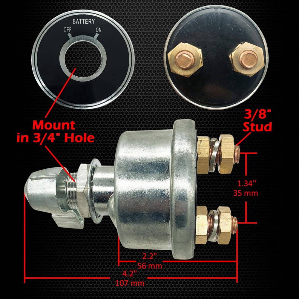 2X 12-24 V Master Battery Disconnect Switch, Battery Power Cut Isolator for Car, Vehicle, RV and Boat ( On/)