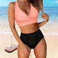 thumbnail image 2 of PWPSG Crisscross Twist Solid High Waisted Two Piece Swimsuit Butt Lifting Contouring for Daily Swimming Beige S, 2 of 6