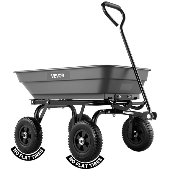 VEVOR Garden Dump Cart, 400 lbs Poly Dump Cart, Garden Carts Dumps Wagon with 90° Quick-Dumps Mechanism, 180° Swivel Wheels, 270° Flexible Rotating Bearings, Yard Wagon for Plants, Soil, Crops