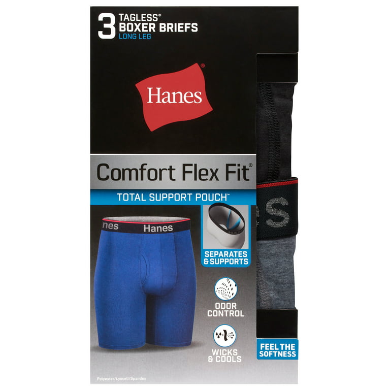 Pacote com 3 cuecas boxer masculinas Hanes Comfort Flex Fit ultramacias e  elásticas