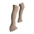 thumbnail image 2 of Calentadores de piernas de patinaje figurado tejido de cable calcetines de patinaje largo para practicar invierno Beige, 2 of 8
