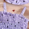 thumbnail image 7 of Girls Ribbed Knit Puff Long Sleeve Dress Pullover Crew Neck Casual Straight Knee Length Skirt Matching Color Crossbody Bag Purple 9-12 Months, 7 of 7
