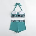 thumbnail image 5 of Wyobmus Women High Waist Swimsuit Bikini Set Vintage Two Piece Bathing Suit Tummy Control Halter Swimwear With Double Spaghetti Straps G-Green, 5 of 7
