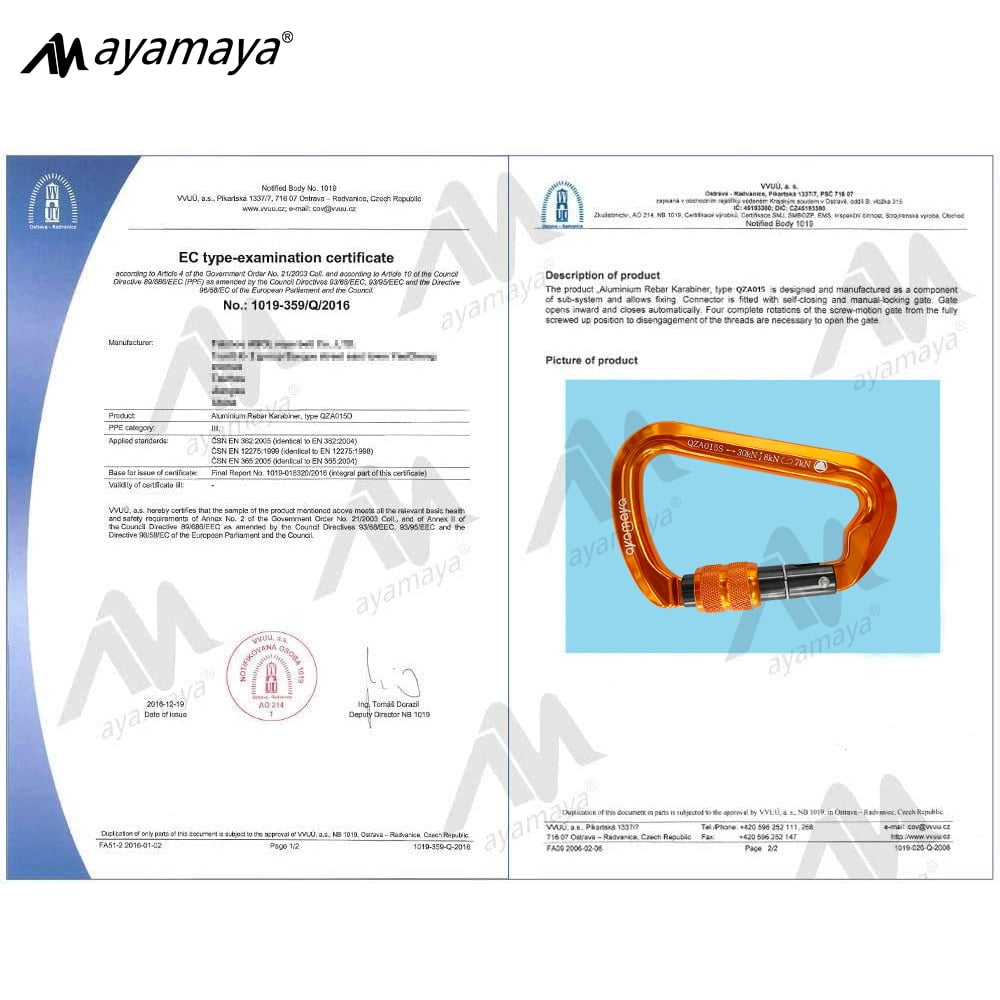 3PACK AYAMAYA Climbing Carabiner, Aluminum D Ring Locking Clip Hook, Screw Locking Screwgate Carabiners,Screw Lock Hook for Traveling Camping (Orange)
