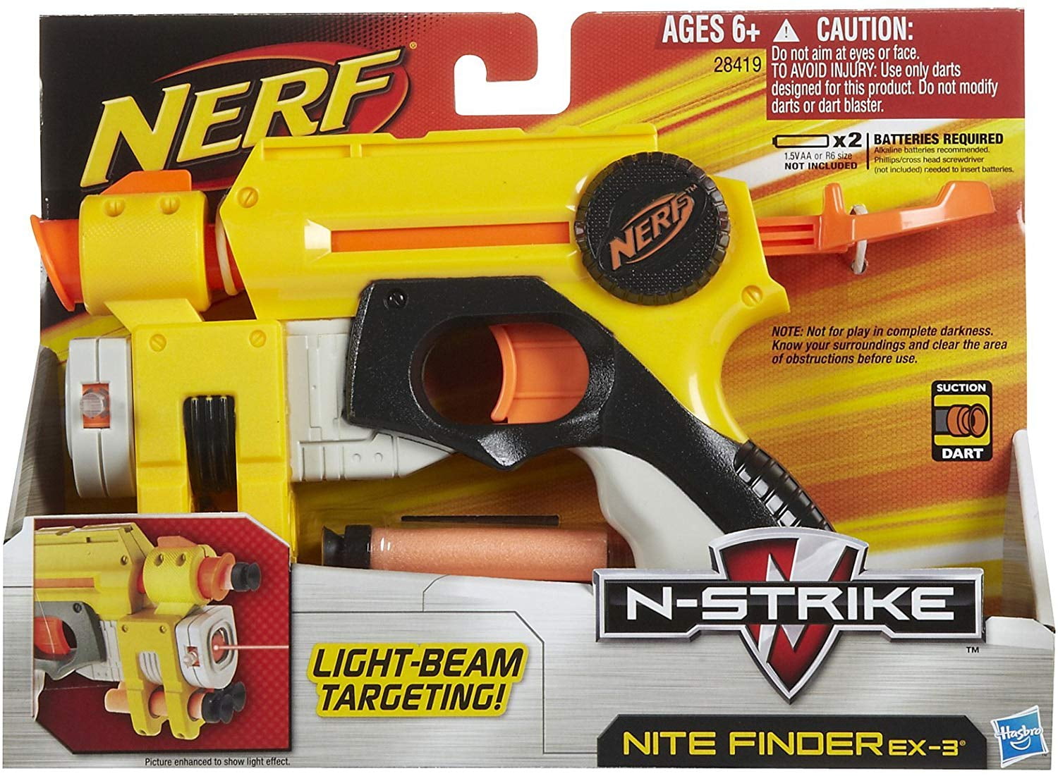 NERF Gun Details about   Nite Finder & Laser Sight Set Pull Back Yellow Pistol & Darts 