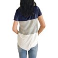 thumbnail image 2 of Nouveau T-Shirt Décontracté à Col Rond pour Femmes, à Rayures Triple Couleur, 2 of 2