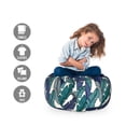 thumbnail image 2 of Exotic Storage Toy Bag Chair, Palm Leaves Pastel Jungle Paradise Foliage Hipster Urban Graphic, Stuffed Animal Organizer Washable Bag, Small Size, Indigo Turquoise and Ivory, by Ambesonne, 2 of 3