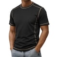 thumbnail image 2 of Eltusu Short Sleeve T-Shirts for Men, Casual Crewneck Solid Color Pullover Summer Tee Black Size 2XL, 2 of 9