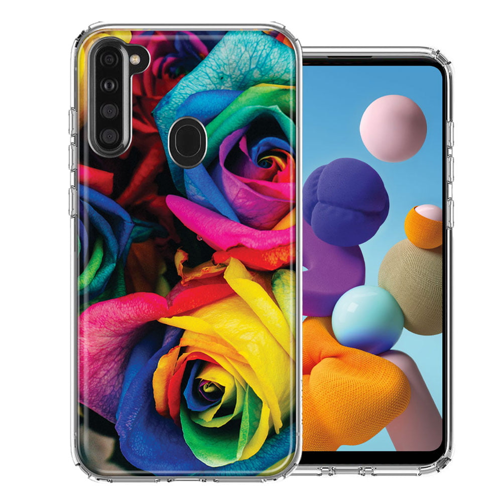 MUNDAZE For Samsung A21 Colorful Roses Design Double Layer Phone Case Cover