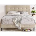 thumbnail image 1 of DeCoro Cambridge Upholstered Wooden Platform Bed Frame w/Headboard, Queen, Linen, 1 of 11