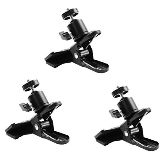 Foto&Tech 3 Pieces Metal Tripod Clip Clamp Mount 360 Mini Ball Head 1/4 Inch Screw Compatible with HTC Vive Base Station Oculus Rift Sensor Lighthouse Canon Nikon Flash Lighting Speedlite DSLR Camera