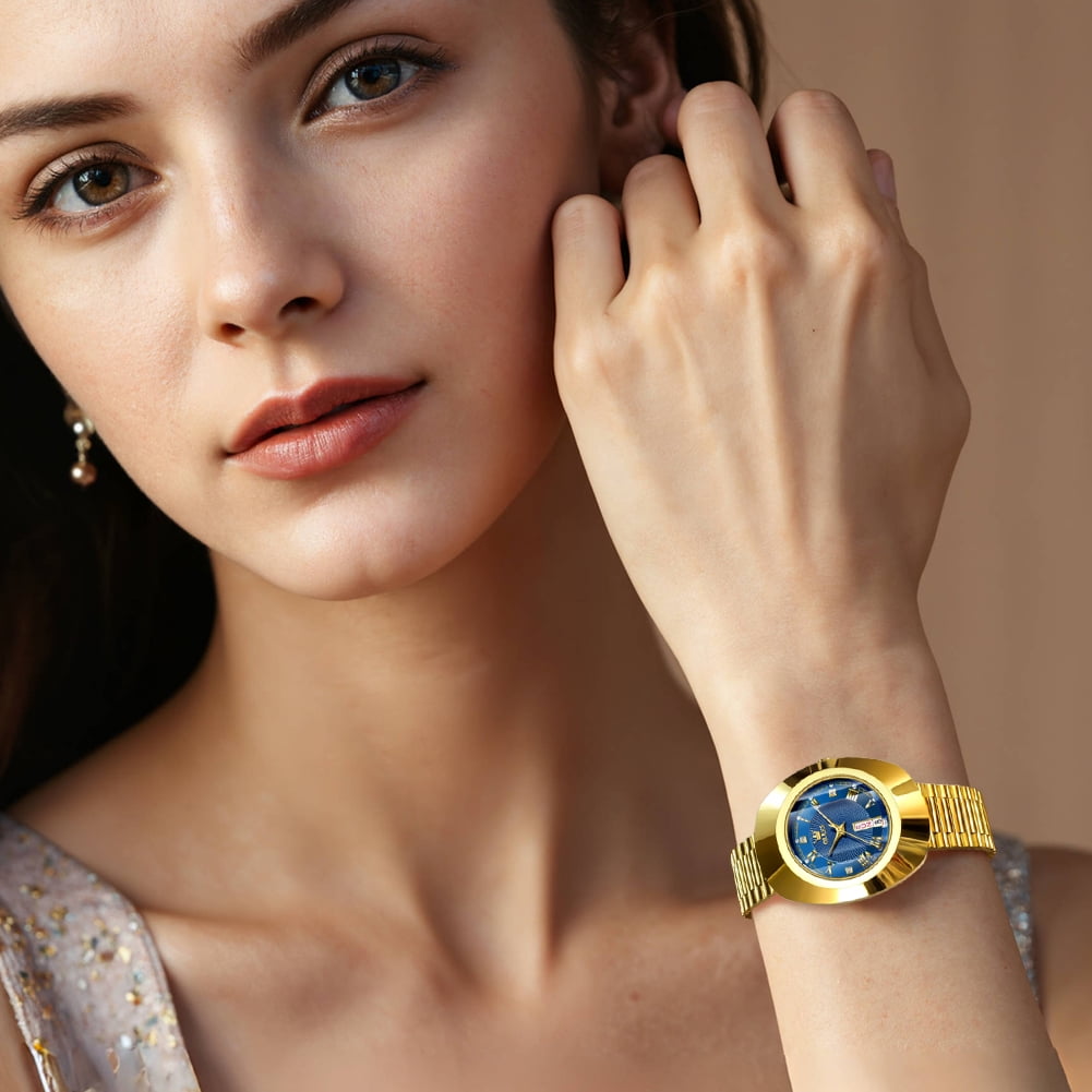 OLEVS Watches for Women Luxury Dress Waterproof Analog Quartz Fashion Gold Plated Tungsten Steel Roman Numeral Date Classic Female Ladies Watches Women Wrist Watches Gift Relojes para Mujer