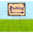 thumbnail image 1 of Medieval Fair Parking Left Arrow Purple Scroll (18" X 24") Yard Sign, Includes Metal Step Stake, 1 of 6