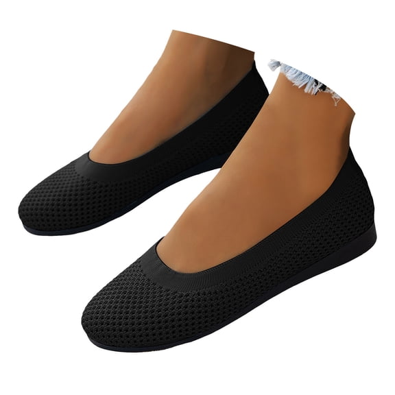 YLYL Women's Knit Ballet Flat Shoes Round Toe Comfortable Casual Slip on Business Work Dress Shoes