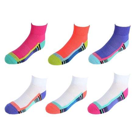 Fruit of the Loom Girls 6 Pair Everyday Active Lightweight Ankle Socks ...